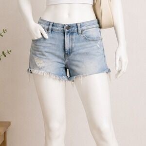 Mudd Womens Denim Shorts Light Wash Distressed‎ Low Rise Cutoff 9
